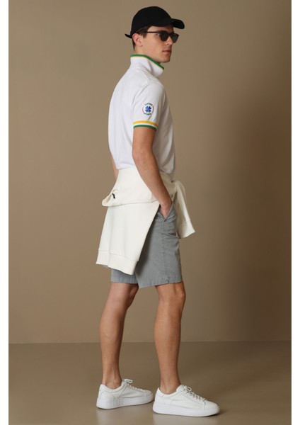 Zegler Spor Erkek Chino Şort Slim Fit Mavi