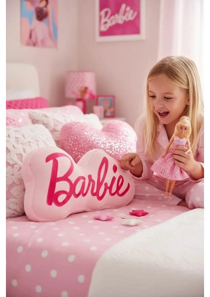 Barbie Lisanslı Yazılı Yastık 37 cm
