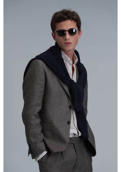 Petro Spor Erkek Blazer Ceket Slim Fit Kahverengi