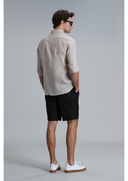 Peler Spor Erkek Chino Şort Slim Fit Siyah