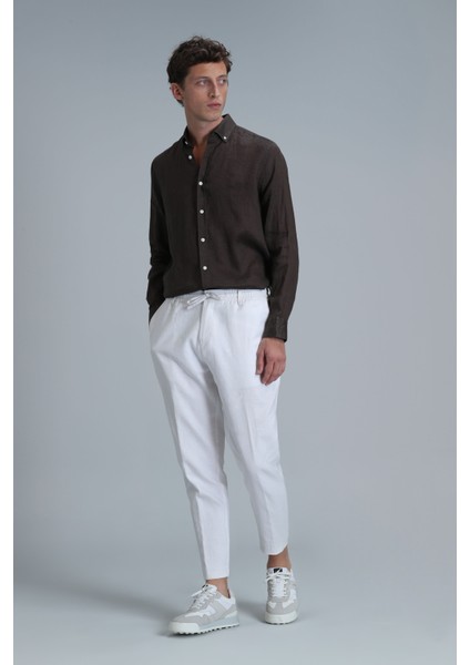 Pitaya Erkek Keten Gömlek Comfort Fit Siyah