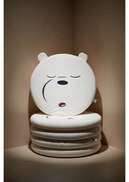 We Bare Bears Lisanslı Kalın Yuvarlak Yastık (5cm) - Kutup Ayısı