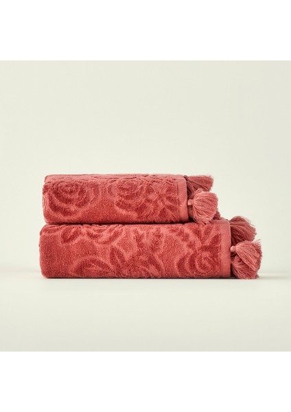 %100 Pamuk Rose Jakarlı El Havlusu Mürdüm (30X50 Cm) fırsatları