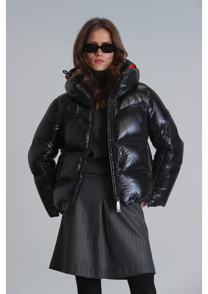Shay Kaz Tüyü Kadın Mont Siyah