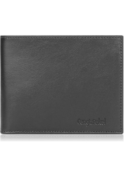 Hakiki Deri Yatay Fermuarlı Erkek Cüzdan - 27570 - Siyah