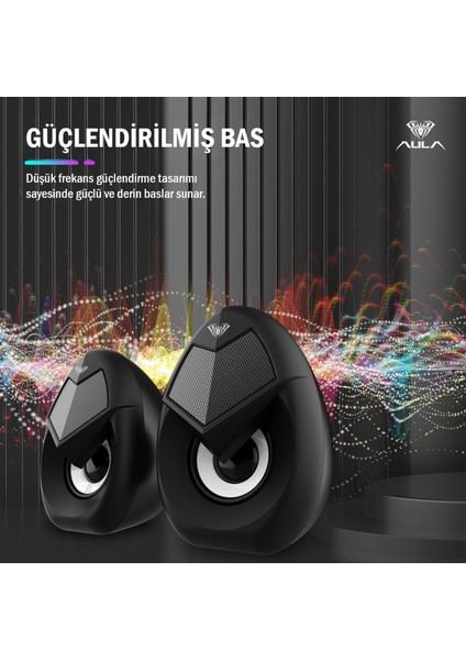 N-69 2*3W Rgb LED Işıklı Masaüstü Oyuncu Laptop Pc Bilgisayar Hoparlörü