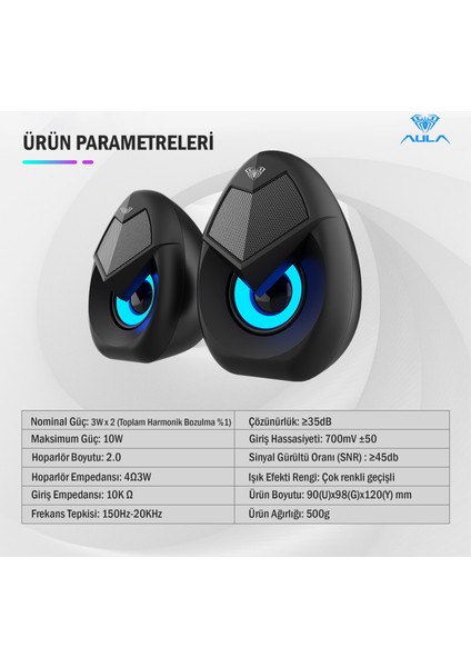 N-69 2*3W Rgb LED Işıklı Masaüstü Oyuncu Laptop Pc Bilgisayar Hoparlörü