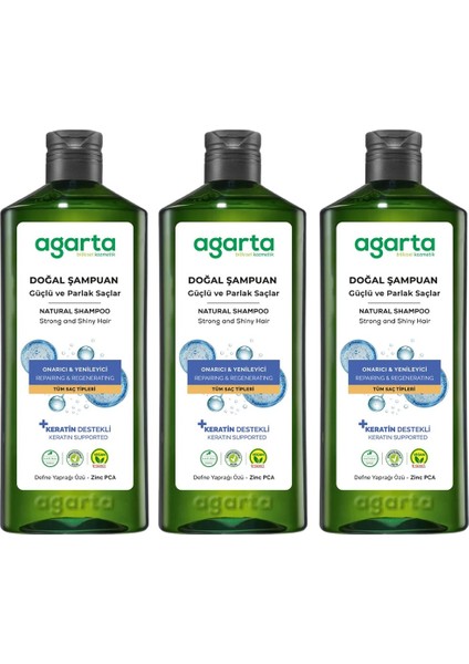 Doğal Şampuan Güçlü ve Parlak Saçlar Için 400 ml x 3 Adet