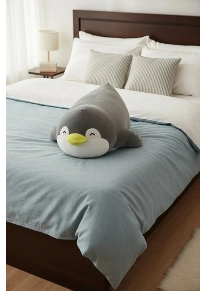 Uzanan Penguen Peluş Oyuncak (40CM) - Gri