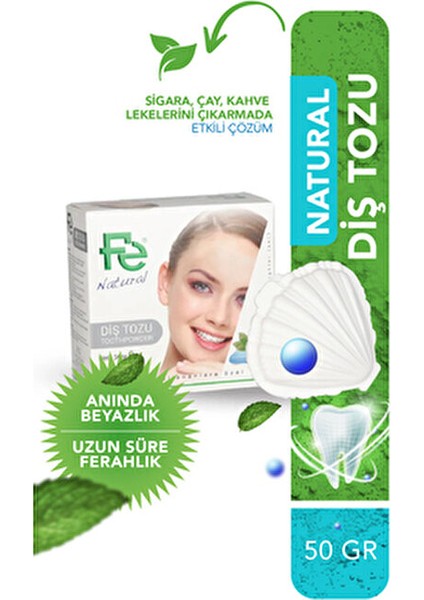 Naturel Beyazlatıcı Diş Tozu 50 gr Ağızda Ferahlık Sağlayan Aromalı indirimleri