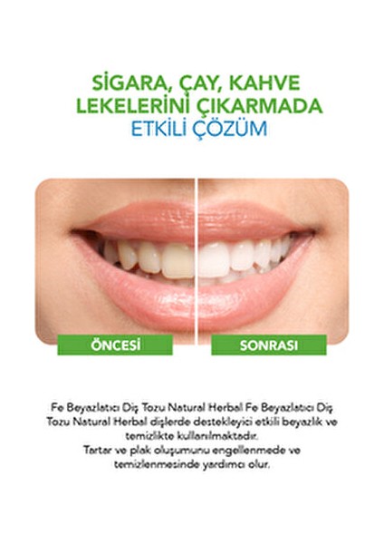 Naturel Beyazlatıcı Diş Tozu 50 gr Ağızda Ferahlık Sağlayan Aromalı