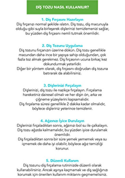Naturel Beyazlatıcı Diş Tozu 50 gr Ağızda Ferahlık Sağlayan Aromalı