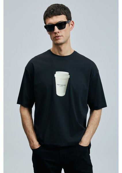 Omen Modern Grafik T- Shirt Siyah