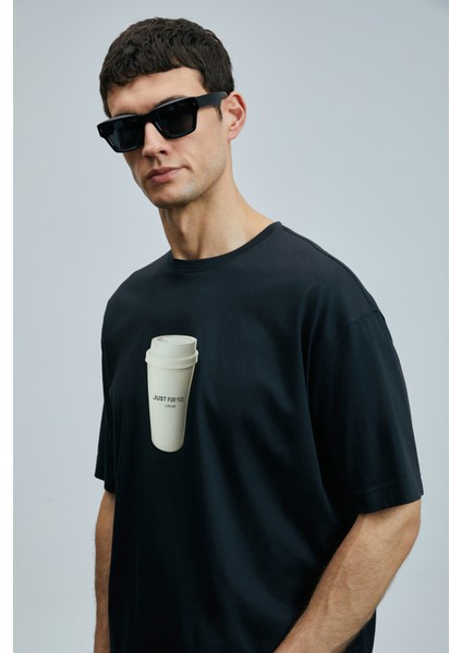 Omen Modern Grafik T- Shirt Siyah