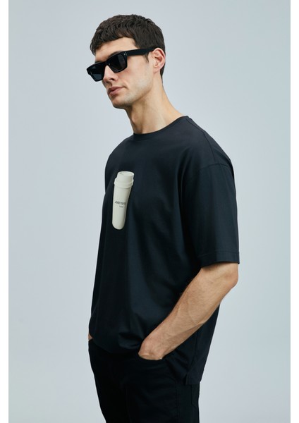 Omen Modern Grafik T- Shirt Siyah