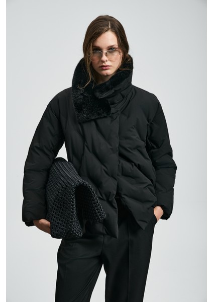Monıca Kaz Tüyü Kadın Mont Siyah