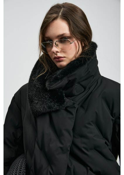 Monıca Kaz Tüyü Kadın Mont Siyah