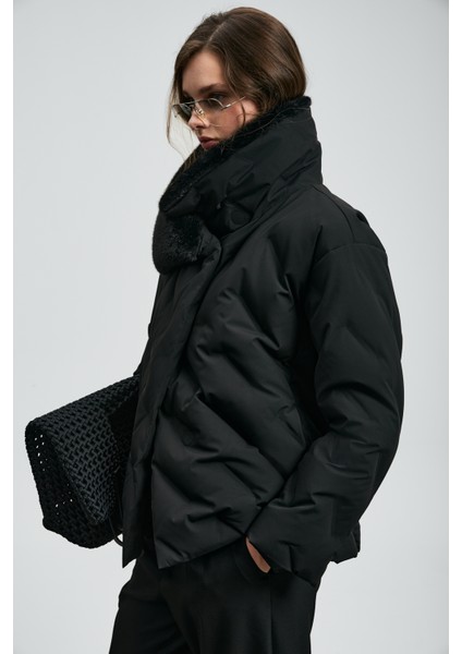 Monıca Kaz Tüyü Kadın Mont Siyah