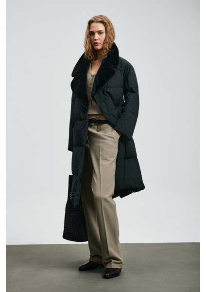 Hermes Kaz Tüyü Kadın Mont Siyah