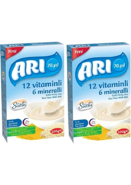 Mama 12 Vitaminli 6 Mineralli Sütlü Pirinç Unu 200 gr x 2 Adet
