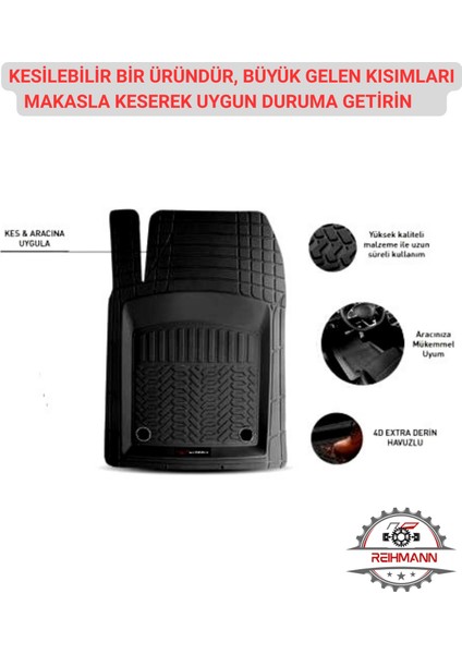 Mitsubishi L200 2012-2013-2014-2015-2016-2017-2018 Oto Paspas Kesilebilir Siyah,dayanıklı,zemin Koruma,esnek,derin Havuzlu Araba Paspas