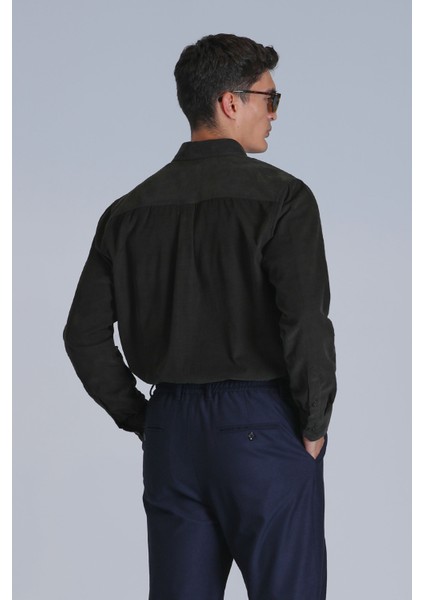 Water Erkek Basic Gömlek Slim Fit Antrasit