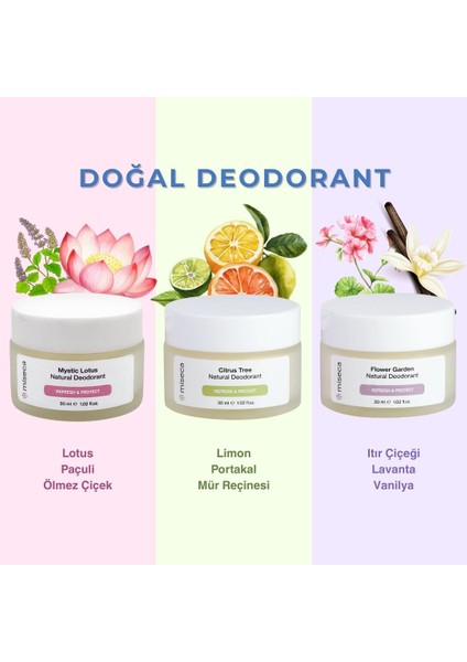 Üçlü Doğal Deodorant Seti | Flower - Citrus - Lotus fiyatları