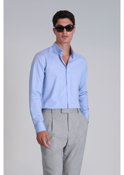 Danıel Erkek Basic Gömlek Slim Fit Gri