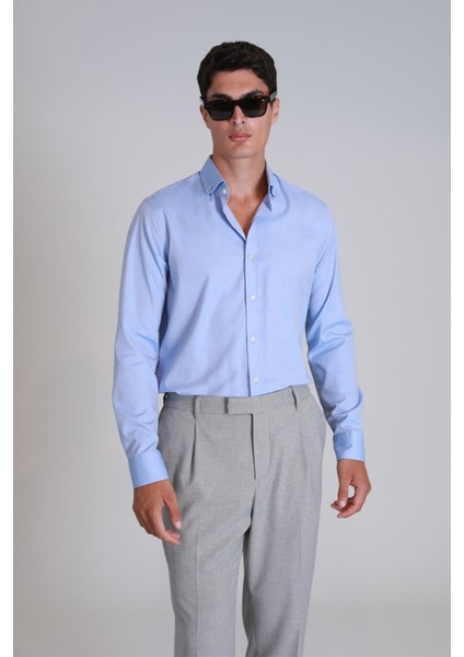 Danıel Erkek Basic Gömlek Slim Fit Gri