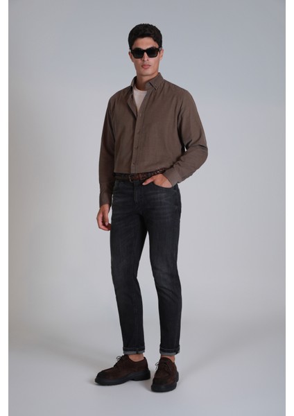 Water Erkek Basic Gömlek Slim Fit Antrasit