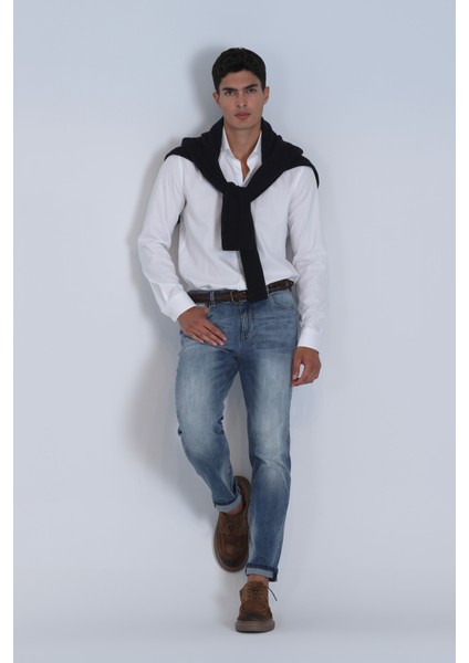 Danıel Erkek Basic Gömlek Slim Fit Gri