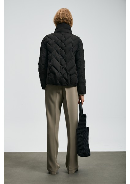 Desert Kaz Tüyü Kadın Mont Siyah