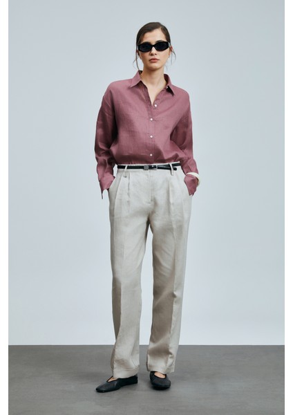 Navasa Kadın Keten Pantolon Siyah