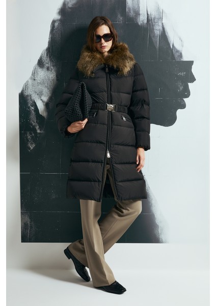 Eco Kaz Tüyü Kadın Mont Siyah