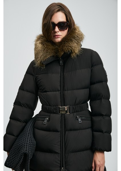 Eco Kaz Tüyü Kadın Mont Siyah