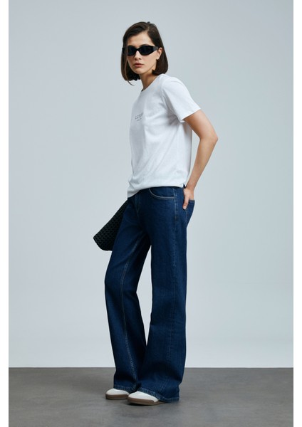 Amy Kadın Pamuklu T- Shırt Lacivert