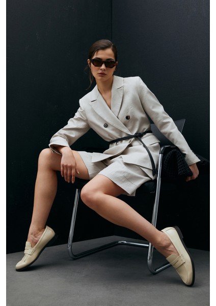 Mıreler Kadın Keten Ceket Bej