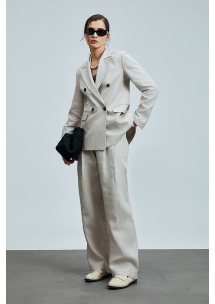 Mıreler Kadın Keten Ceket Bej