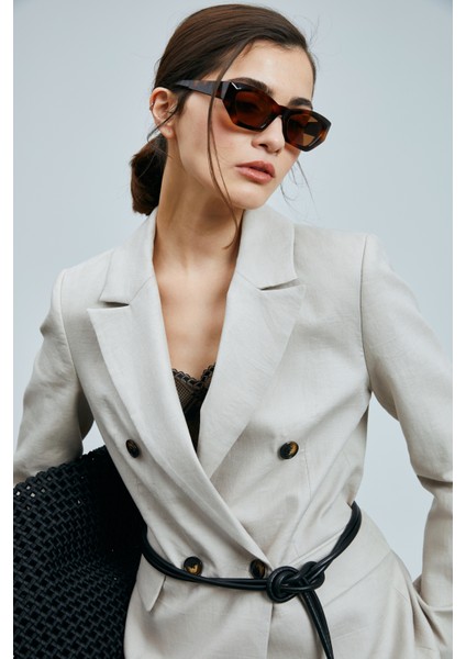 Mıreler Kadın Keten Ceket Bej