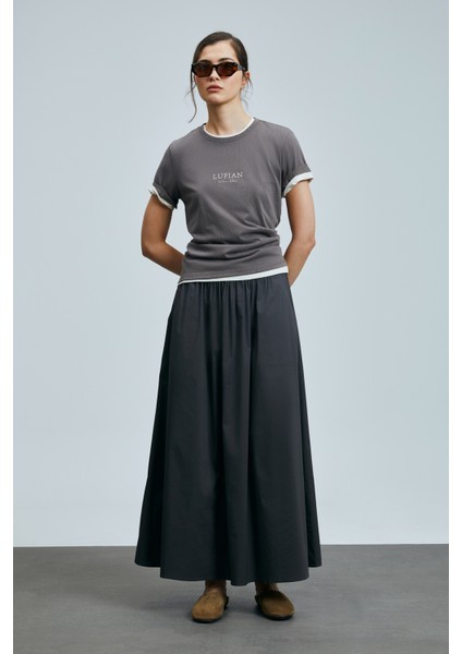 Amy Kadın Pamuklu T- Shırt Lacivert