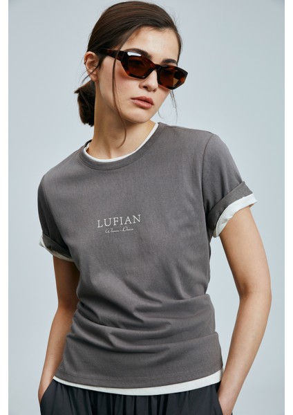 Amy Kadın Pamuklu T- Shırt Lacivert