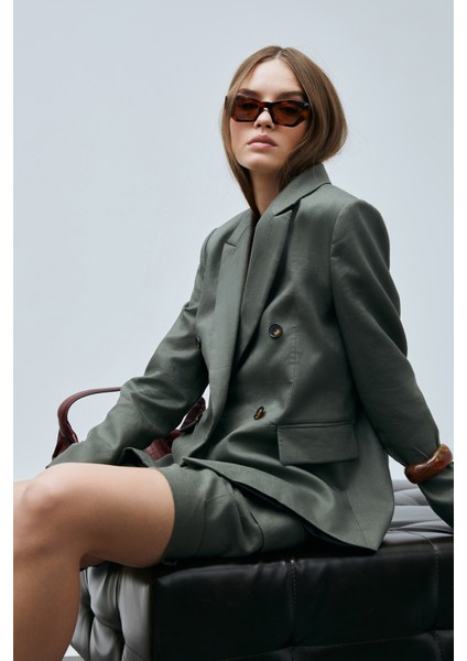 Mıreler Kadın Keten Ceket Bej