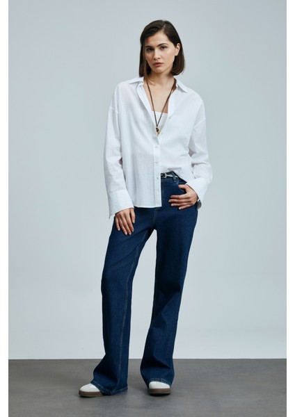 Zeus Kadın Pamuklu Gömlek Beyaz