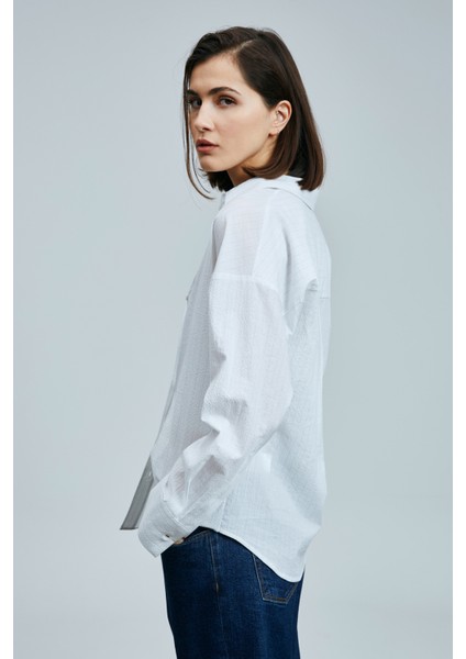 Zeus Kadın Pamuklu Gömlek Beyaz