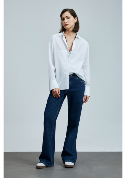 Zeus Kadın Pamuklu Gömlek Beyaz