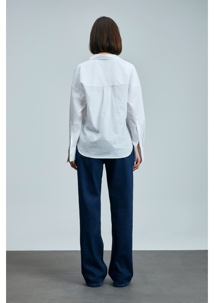 Zeus Kadın Pamuklu Gömlek Beyaz