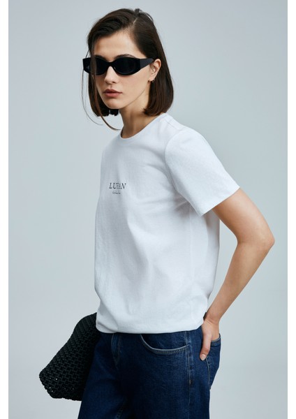 Amy Kadın Pamuklu T- Shırt Lacivert