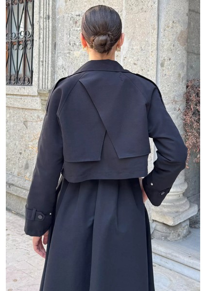 Kadın Trenç Kumaş Ceket Elbise Ikili Takım P-00018250 fırsatları