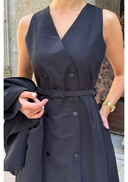 Kadın Trenç Kumaş Ceket Elbise Ikili Takım P-00018250 indirimleri