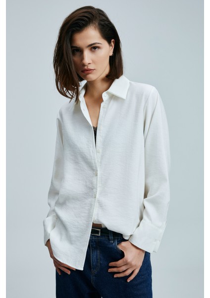 Hannah Kadın Gömlek Regular Fit Ekru